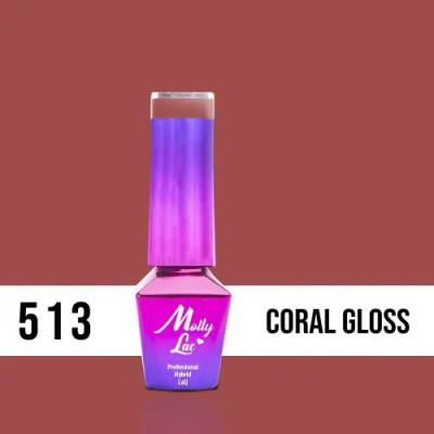 Lac gel MOLLY LAC UV/LED gel polish Miss Iconic - Coral Gloss 513, 5ml foto