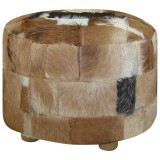 Cumpara ieftin Taburet din piele de capra, rotund, 50 x 50 x 45 cm