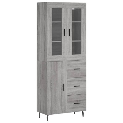 Dulap inalt, gri sonoma, 69,5x34x180 cm, lemn compozit foto