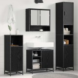 Set de mobilier pentru baie 3 pcs Stejar Negru Lemn compozit