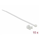 Set 10 bride L 200 x B 3.6 mm + 10 suport pentru montare surub 15 x 10 mm Alb, Delock 18883