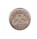 Moneda Singapore 5 cents/centi 1997, stare foarte buna, curata