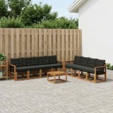 Cumpara ieftin Set de canapele de exterior 9 buc. 8-Locuri Natural si Negru