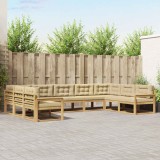 vidaXL Set de canapele de exterior cu pernă 9 pcs Alb și Bej 3387027