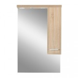 Dulap Suspendat Baie cu Oglinda Nerva 65cm Stejar Sonoma, 65.6x100x17.5 cm, PAL, Alb, Corp Baie
