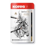 Set creioane Kores Grafitos 2H-8B, 12 bucati, negru