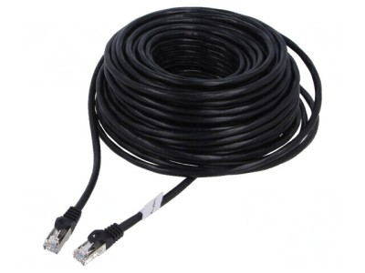 Patch cord F/UTP 6 litat CCA PVC negru 30m 26AWG foto