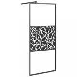 Cumpara ieftin Paravan de dus walk-in negru 90x195 cm sticla ESG model piatra