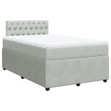 Cumpara ieftin Pat continental cu saltea, gri deschis, 120x200 cm, catifea