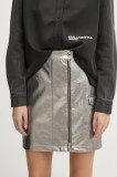 Karl Lagerfeld Jeans fusta culoarea argintiu, mini, evazati, A1W12013