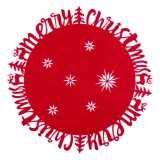 Suport Farfurie, Model &quot;Merry Christmas&quot;, P&acirc;slă, Culoare Roșu, Diametru 35 cm