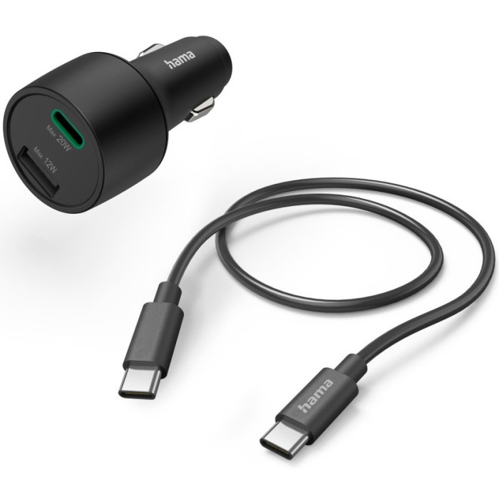 Incarcator auto Hama, 1xUSB-C, 1xUSB-A, PD/QC, 32W, Negru