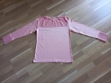 Bluza cu maneca lunga si dantela, material elastic, NOUA, XXL, Rose