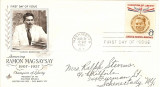 CHAMPION OF LIBERTY RAMON MAGSAYSAY USA FDC 1957, America de Nord, Istorie