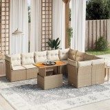 vidaXL Set canapele de grădină cu perne, 10 piese, bej, poliratan 3271009