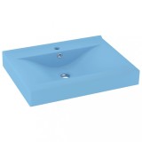 Cumpara ieftin Chiuveta baie lux, orificiu robinet, bleu mat 60x46 cm ceramica