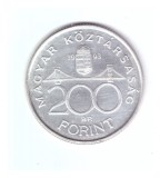 Moneda Ungaria 200 forint 1993 Comemorativa Banca Nationala, stare foarte buna