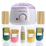 Cumpara ieftin Kit epilare cu incalzitor, 1000 g ceara elastica, ulei, 20 spatule - CN