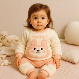 Cumpara ieftin Set Pufos cu bluzita si pantaloni pentru Bebelusi - Pink Rabbit (Marime