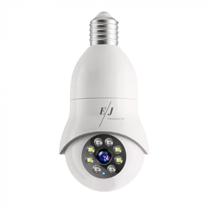 Camera de supraveghere, E27, full HD, WIFI, 5G, vedere panoramica 355&deg;, alarma, IR, vedere nocturna, rezistenta la apa, AI, detectare miscare, comunic