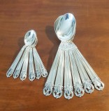 6 LINGURI +6 LINGURITE DIN METAL ARGINTAT -MODEL DEOSEBIT-DANEMARCA ANII 70