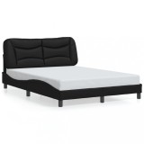 Cadru de pat fara saltea, Hvar, negru, 140x190 cm, piele ecologica
