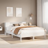 VidaXL Cadru de pat fără saltea, alb, 120x200 cm, lemn masiv pin