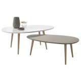Cumpara ieftin Set 2 masute cafea alb gri Doblo 98x60x40 cm, 88x48x35 cm