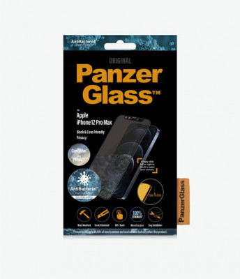 PanzerGlass - Geam Securizat Privacy Case Friendly CamSlider AB pentru iPhone 12 Pro Max, black foto