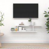 Cumpara ieftin Raft TV pentru Living, Hol sau Dormitor cu Montaj pe Perete, PAL, Culoare Alb, Dimensiuni 125x18x23 cm