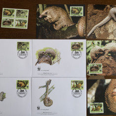 togo - pangolin - serie 4 timbre MNH, 4 FDC, 4 maxime, fauna wwf