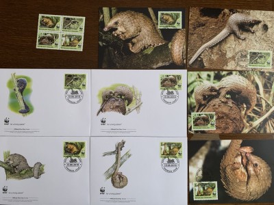 togo - pangolin - serie 4 timbre MNH, 4 FDC, 4 maxime, fauna wwf foto