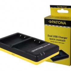 Olympus BLS5 cu cablu Micro-USB Dual Quick Battery / Încărcător de baterii - Patona