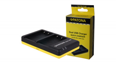 Olympus BLS5 cu cablu Micro-USB Dual Quick Battery / &amp;Icirc;ncărcător de baterii - Patona foto