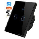 Cumpara ieftin Intrerupator inteligent cu touch, Wifi, 2 canale, 10A, Negru