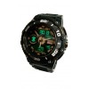 Ceas Barbatesc Q&amp;Q Dual Time Digital Analog Negru Auriu TA9034 Sport Cronometru Alarma LED 5cm