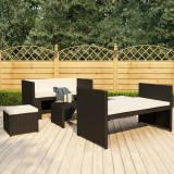 Gossi set mobilier de gradina cu perne, 5 piese, negru, poliratan