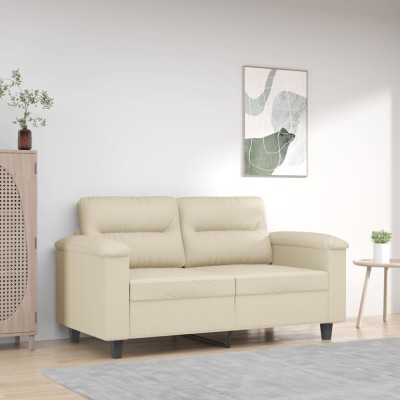 vidaXL Canapea cu 2 locuri, crem, 120 cm, piele ecologică 359579 foto