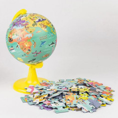 Glob pământesc My Wild World 15 cm, cu puzzle 100 piese