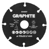 Disc de taiere din carbura de tungsten pentru lemn si plastic 115 x 22,2 mm GRAPHITE 55H697 HardWork ToolsRange