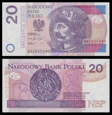 POLONIA █ bancnota █ 20 Zlotych █ 2016 █ P-184b █ UNC █ necirculata foto