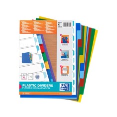 Separator plastic color OXFORD A4 XL 120 microni 10 culori/set