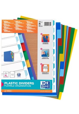 Separator plastic color OXFORD A4 XL 120 microni 10 culori/set foto