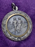Medalie Maraton Argintie/Aurie cu Lauri, 3.5cm, Numismatica, Straine, Veche