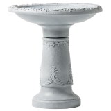 Outsunny Bazin pentru păsări din rășină pentru exterior, bazin rotund &icirc;nalt de 51 cm cu aspect de piatră, suport independent pentru hrană pentru păsăr