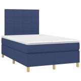 Cumpara ieftin Pat box spring cu saltea, albastru, 120x190 cm, material textil