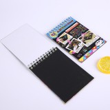 Caiet cu fise razuibile, DIY Magic Scratch, 12 File, Curcubeu, Creion din Lemn, Cartonase negre, A6, Multicolor