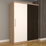 Dulap Dormitor Nova Eco 150 cm x 200 cm, fara oglinda, sonoma cu usi glisante alb wenge
