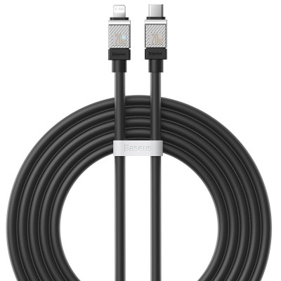 Cablu de date usb-c la lightning incarcare rapida, 20w, 2m baseus coolplay black foto