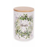 Cumpara ieftin Borcan decorativ, depozitare ceramica bambus Herbs &Oslash; 10 cm x 15 H
